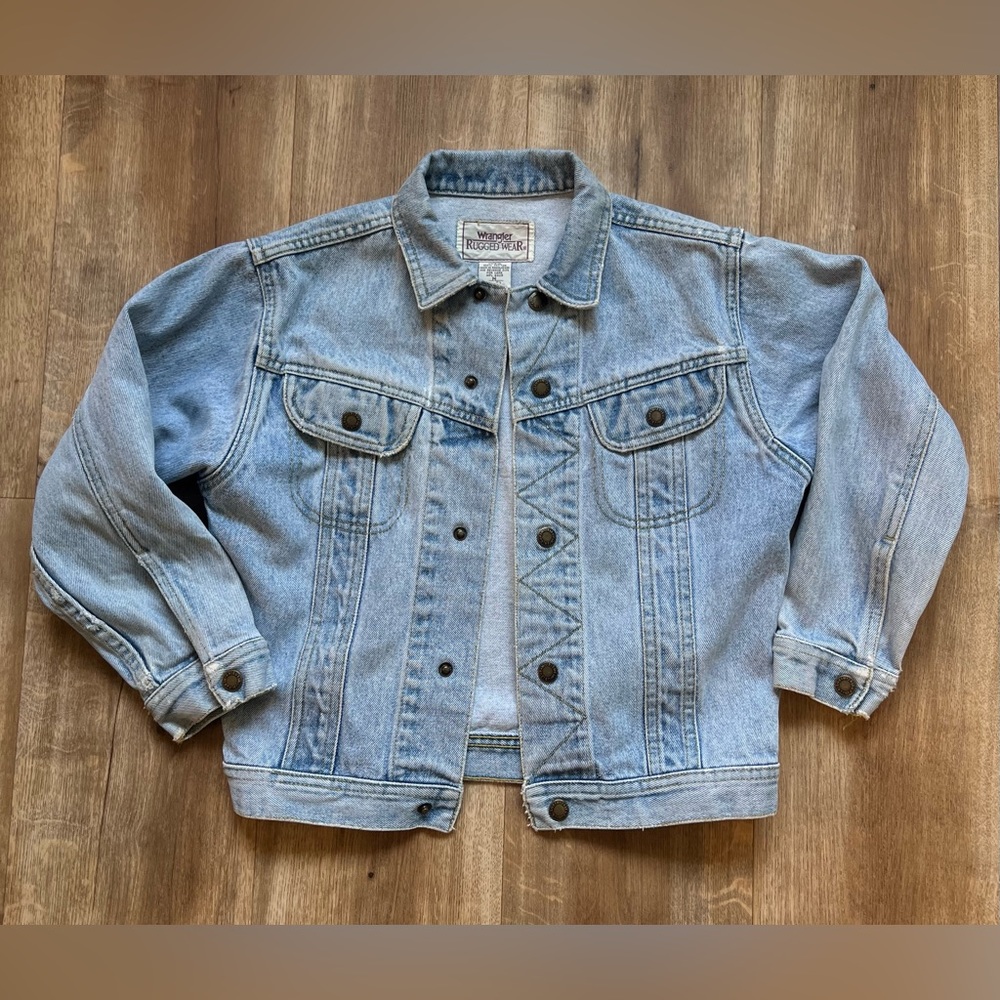 Vintage early 1990’s Wrangler Kids denim jeans trucker jacket sz 5-6 yo